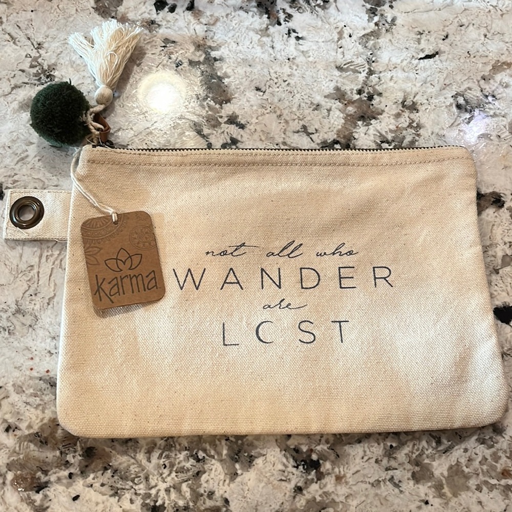 5/$25 Karma Canvas Pouch: Not all who wander are lost